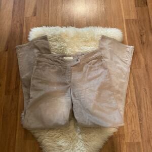 Escada Vintage Tan Wide Leg Corduroys EUC Sz 34 Cotton Stretchy Heart Pockets